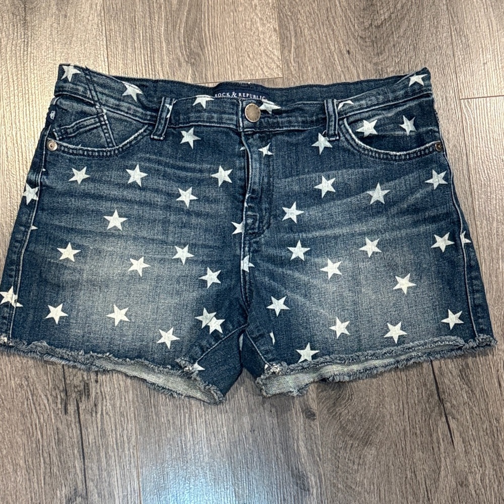 Rock & Republic Starry Blue Jean Shorts Vintage America Versatile Girly Cute